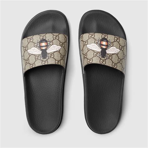 ace bee gucci slides|Gucci bee accent slides.